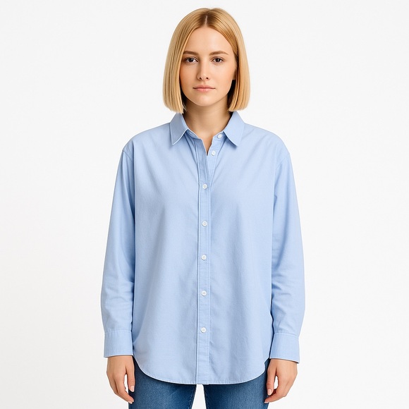 Abercrombie & Fitch Tops - Abercrombie & Fitch Oversized Button Down Shirt Light Blue Size M II